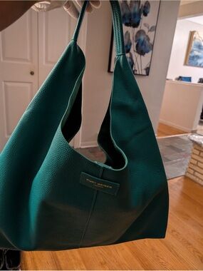 Kurt Geiger Teal Green Pebbled Leather Shoulder Hobo